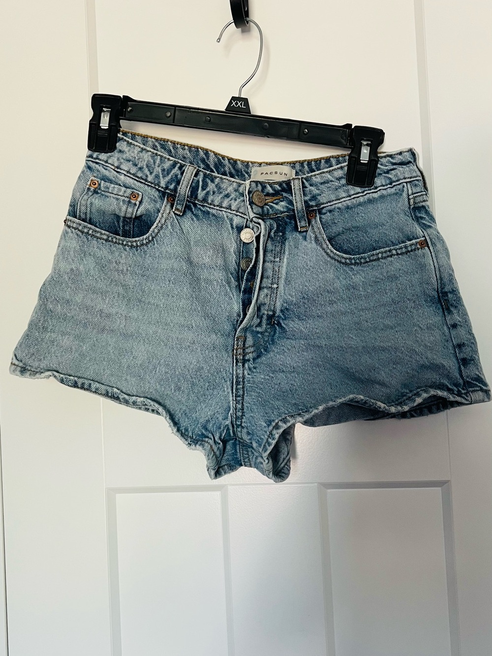 PacSun Light Blue High-Rise Denim Shorts with Button Fly